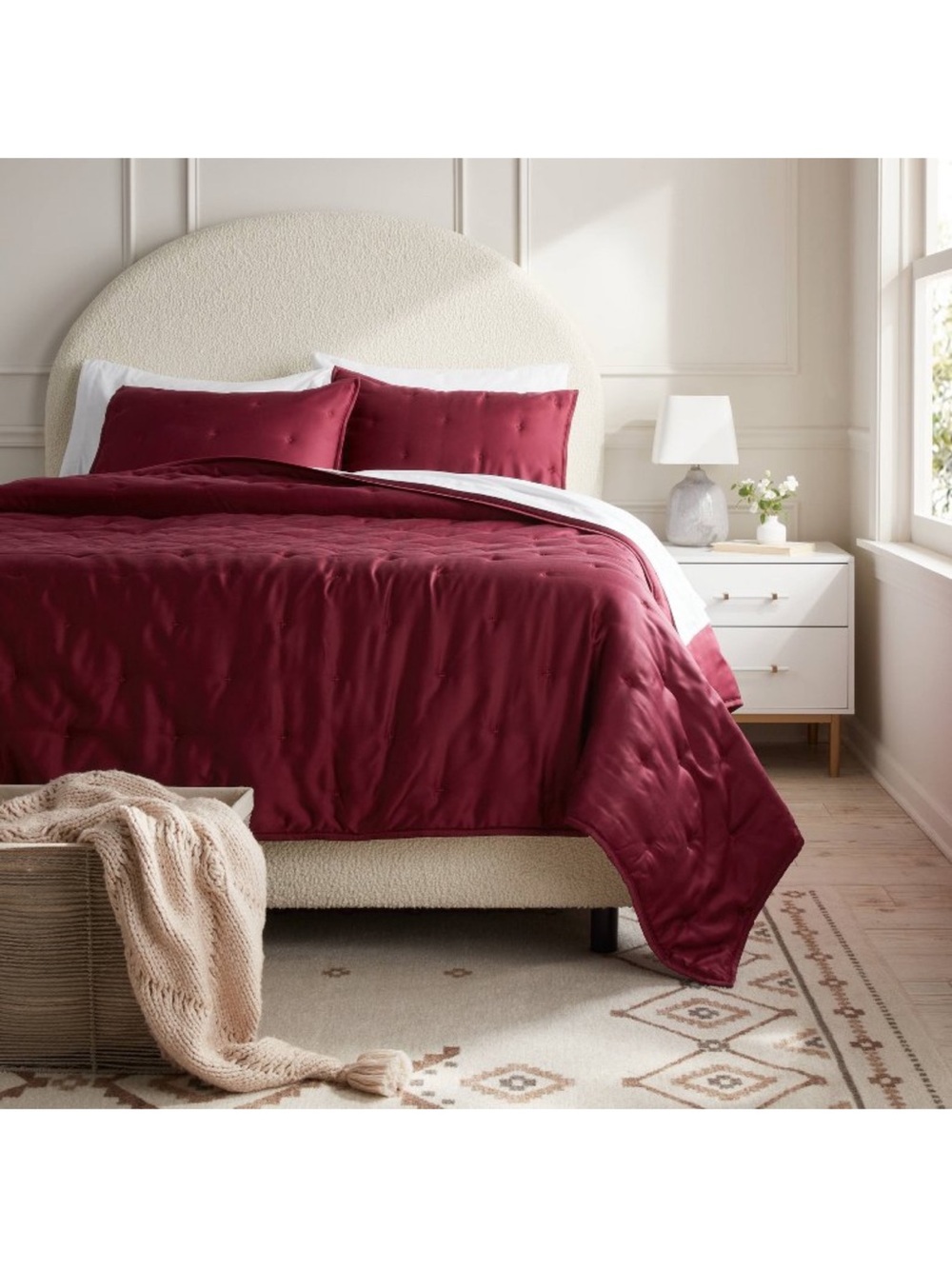 Threshold F/Q TencelComforter & Sham Set - Wine Red